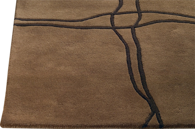 Hand Tufted Brown Wool Area Rug, 5'6"x7'10"