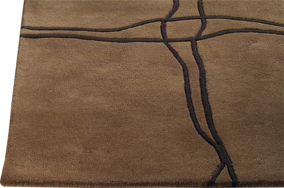 Hand Tufted Brown Wool Area Rug, 5'6"x7'10"