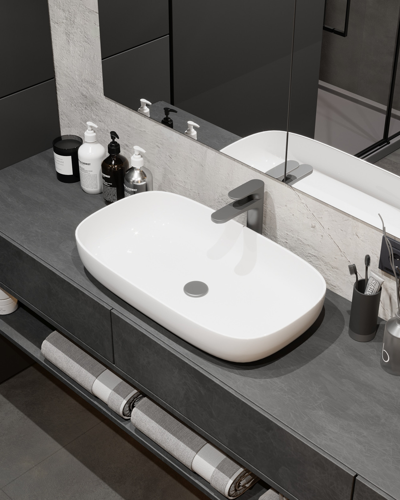 Брутальная квартира с элементами минимализма 65