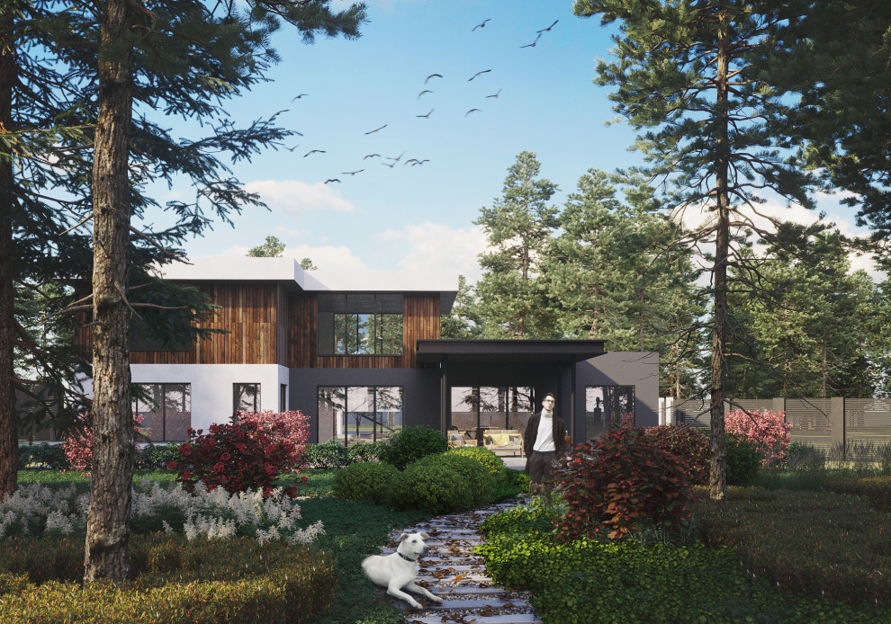 Проект дома и сада вокруг него, в КП Никологорское. М.О.