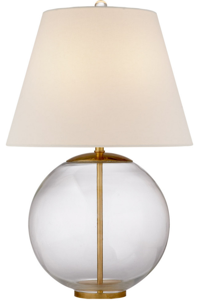 Morton Table Lamp, 1-Light, Clear Glass, Linen Shade, 24.5"H