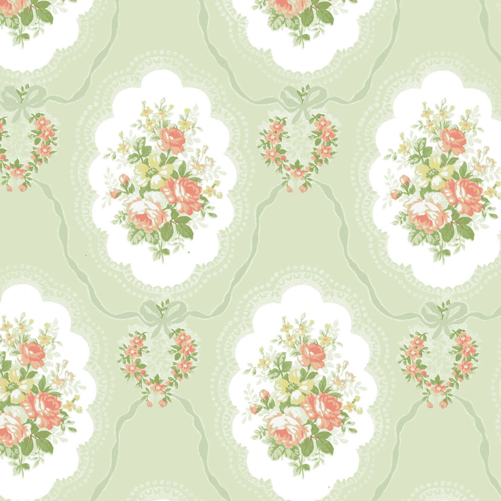 Elda Green Cameo Wallpaper - Traditional - Wallpaper - by Brewster Home