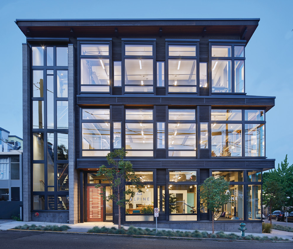 Example of a large minimalist home design design in Seattle