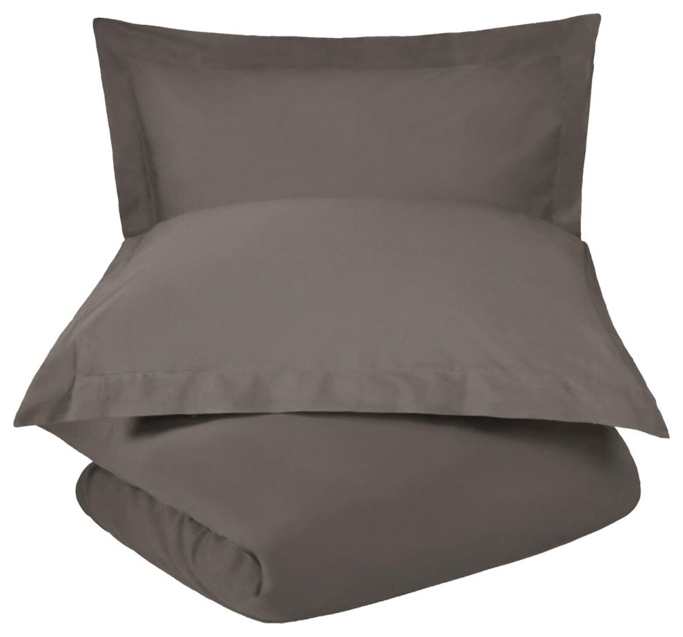 Luxury Cotton Blend Duvet Cover and Pillow Shams, Gray, Full/Queen