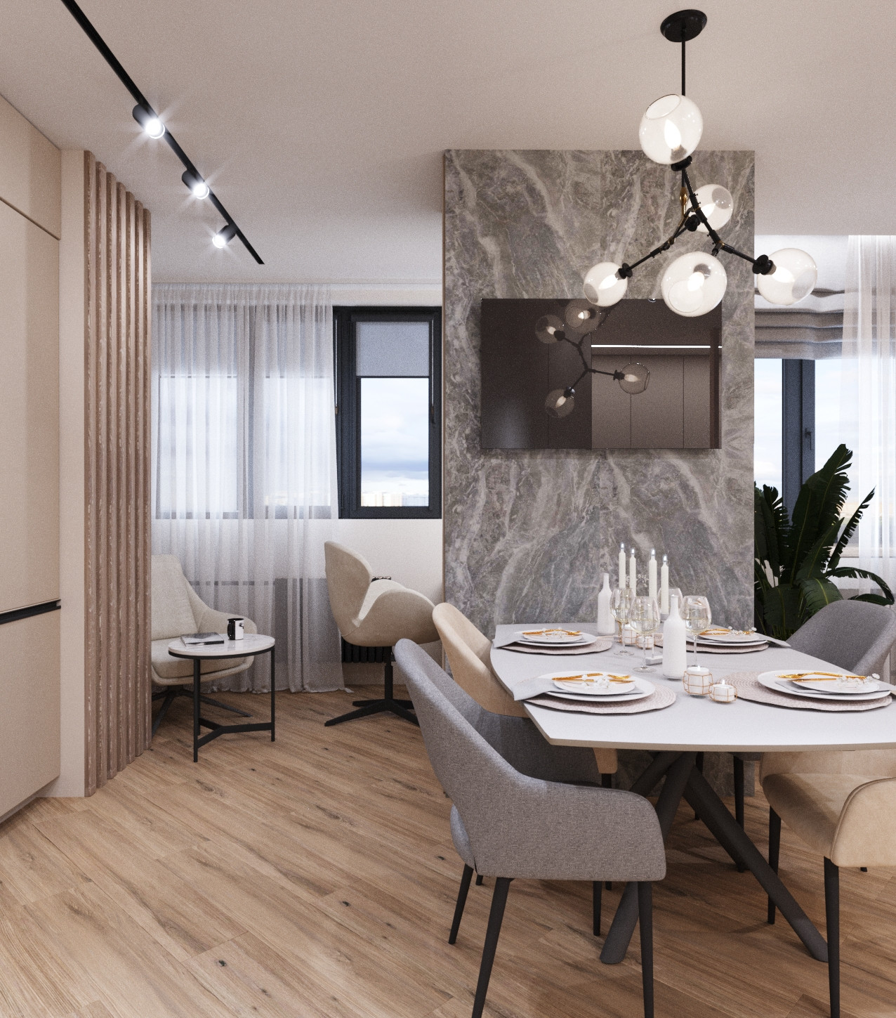 Дизайн-проект кухни-гостиной с перепланировкой