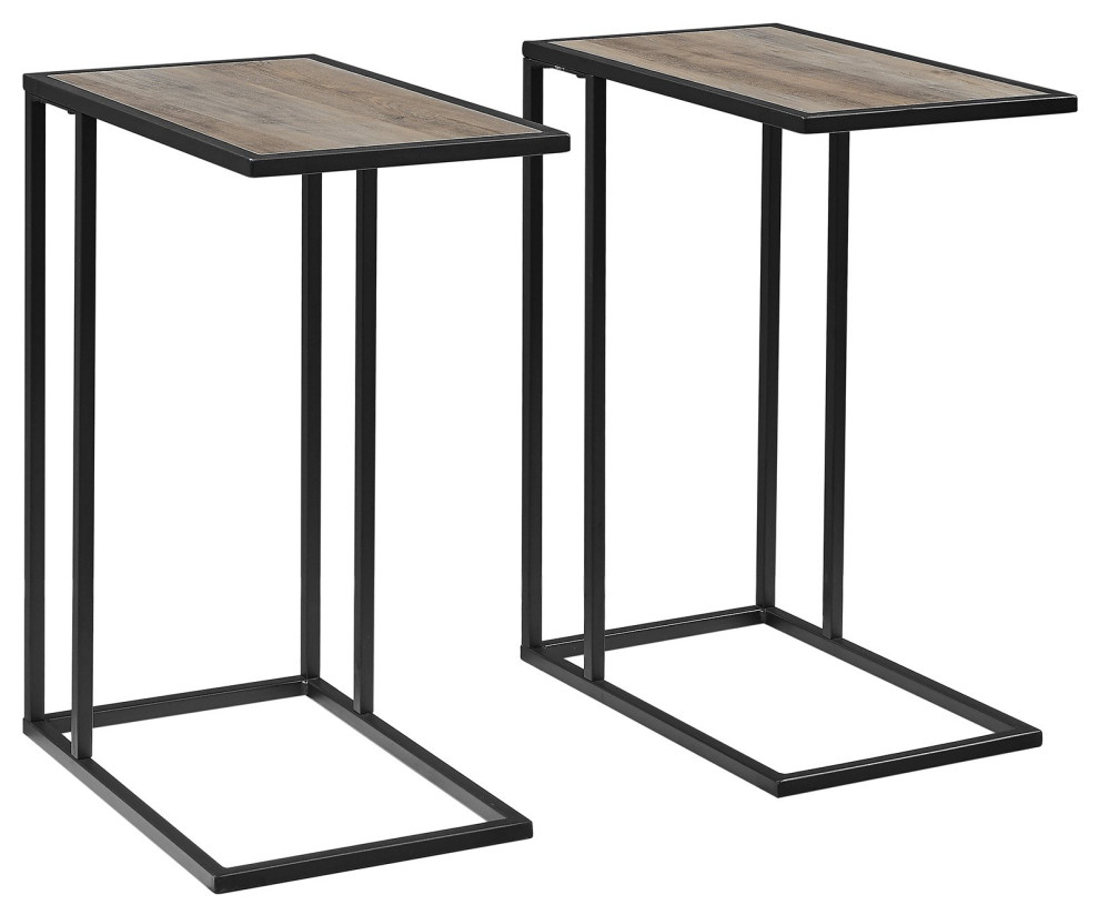 2 Pack Multifunctional Side Table, CShaped With MDF Top Industrial Side Tables And End