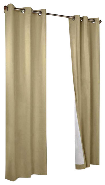 Thermalogic Weather Cotton Fabric Grommet Top Window Panel Pair Khaki Contemporary Curtains By Closeoutlinen Grommet Top Window Panel Pair Khaki