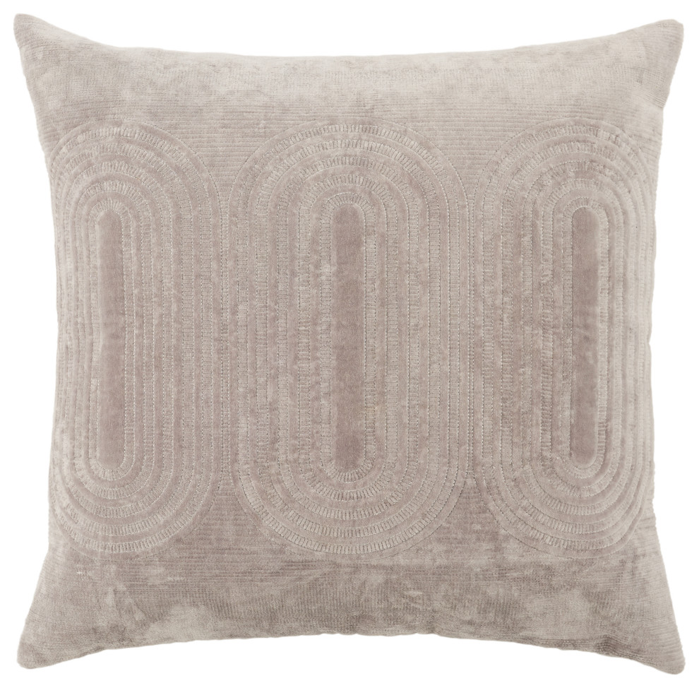 Nikki Chu by Jaipur Living Joyce Geometric Pillow 22", Light Gray/Silver, Polyes