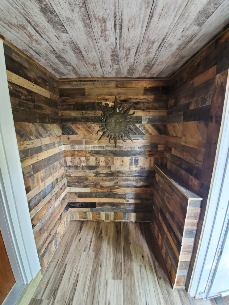 Creative barn wood entry remodel