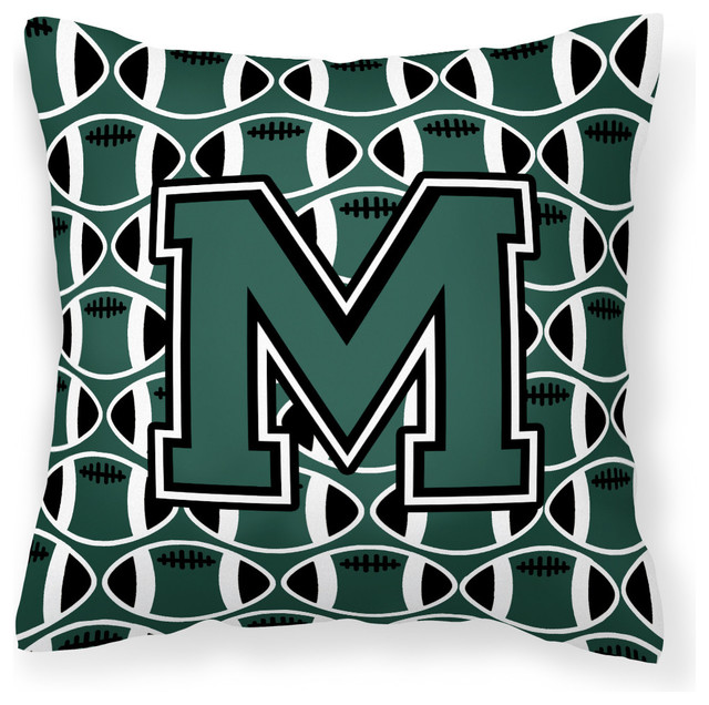 Letter M Football Green and White Fabric Decorative Pillow ...