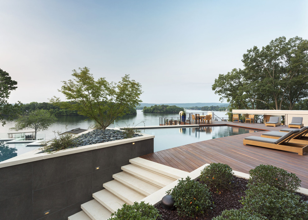 Inspiration for a contemporary infinity pool in Little Rock.