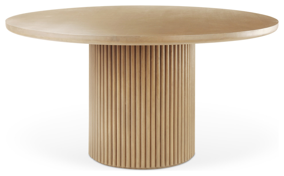 Terra 60L x 60W x 30H Light Brown Wood Round Fluted Dining Table