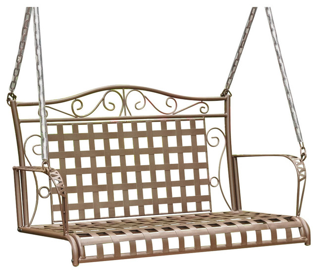 Mandalay Wrought Iron Patio Swing Rustic Brown