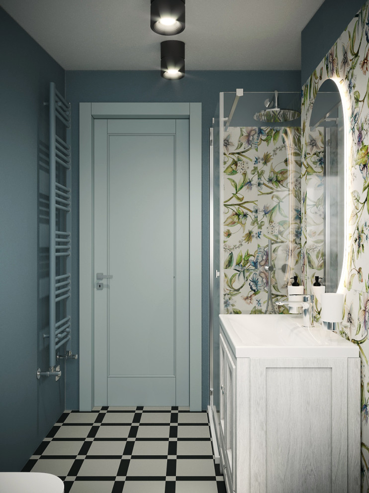 Санузел в голубых тонах