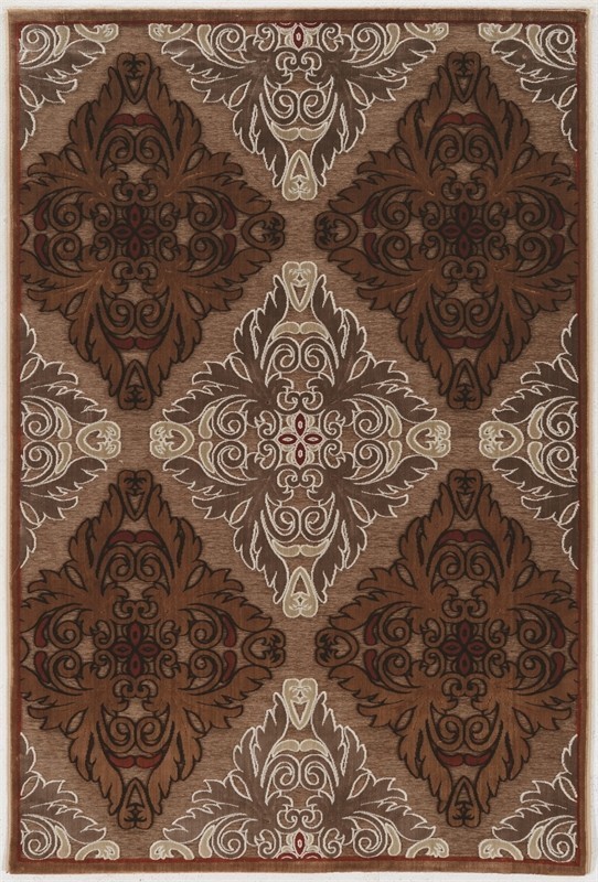 Linon Juncture Medallions Power Loomed Chenille Polyester 8'x10' Rug in Brown