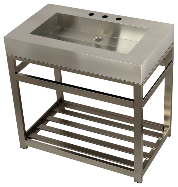 37 Stainless Steel Sink W, Stainless Steel Bathroom Vanity