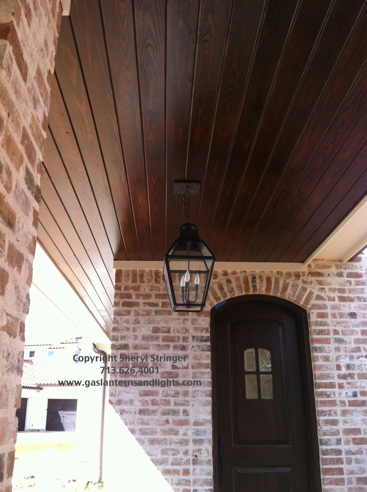Sheryl's Electric French Lantern with Glass Top Hanging by Copper Chain,