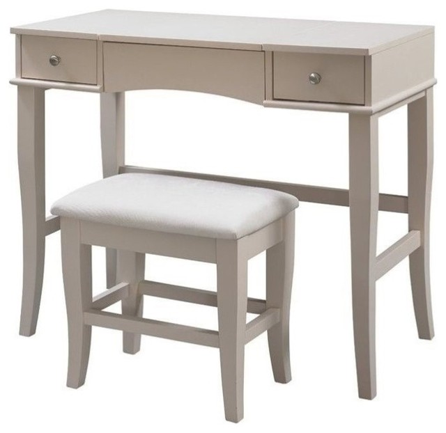 Pemberly Row Vanity Set in Cream Finish Transitional Bedroom