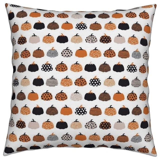 Halloween Pumpkin Orange Kids Geometric Fall Throw Pillow