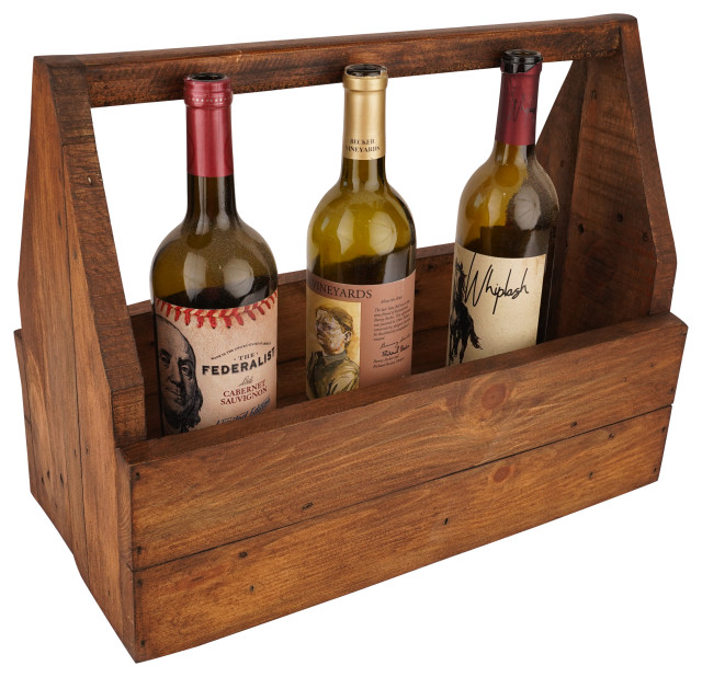 Farmhouse Wooden Market Box with HandleWine Caddy Farmhouse Wine