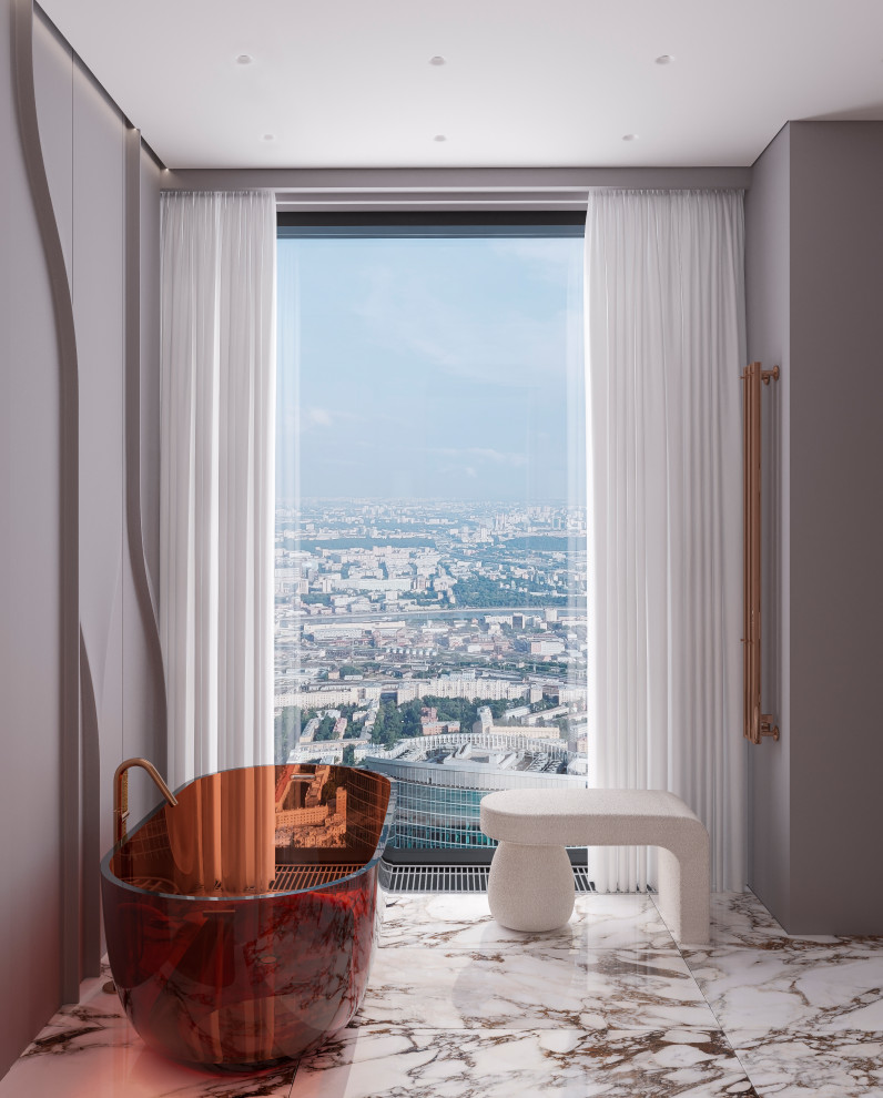 Мастер-ванная из проекта "Оранжевый Блюз" в ЖК Neva Towers, г. Москва