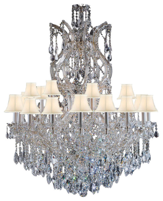 Empress Crystal Chandelier With White Shades Traditional