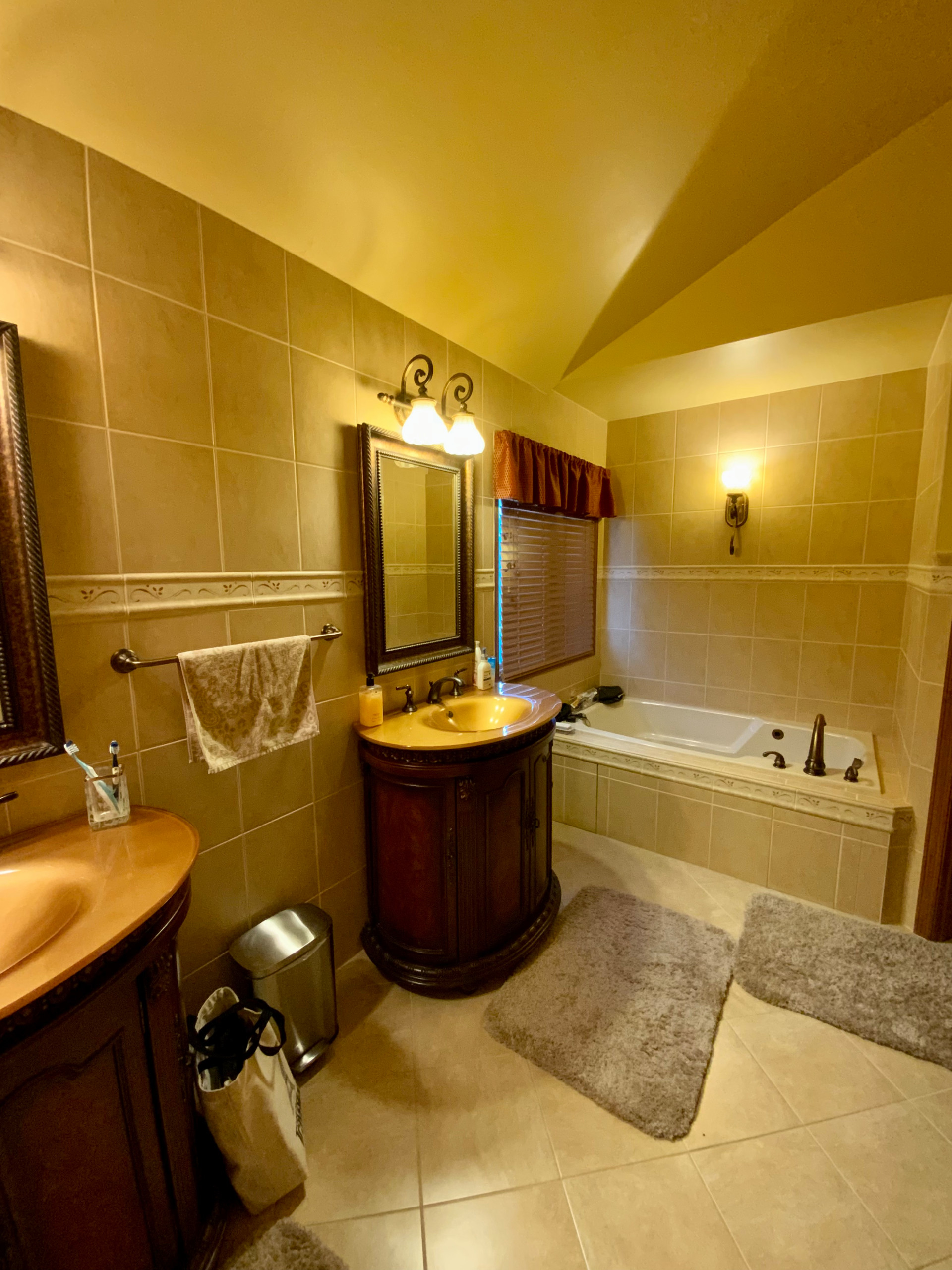 Gorgeous Herringbone Tile Master Bathroom