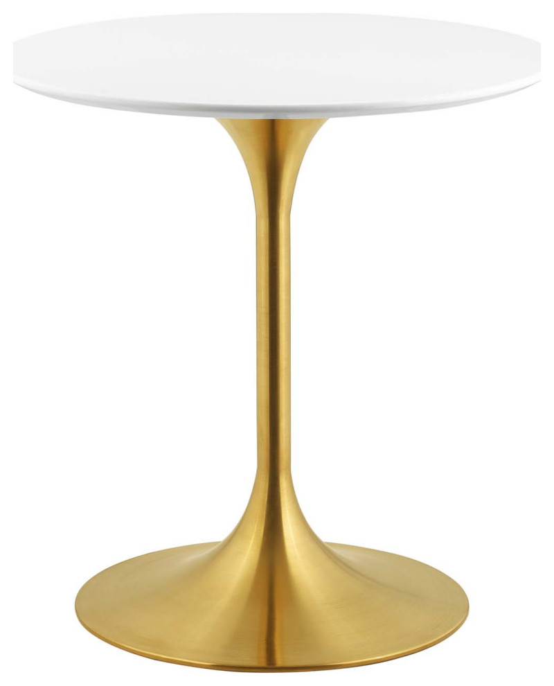 Gold White Lippa 28" Round Wood Dining Table