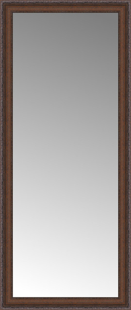 21"x49" Custom Framed Mirror, Embossed Brown