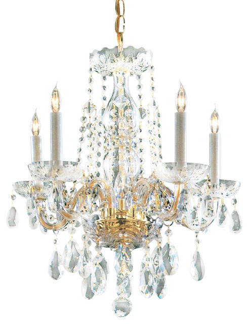 Traditional Crystal Five Light Polished Brass Up Mini Chandelier ...
