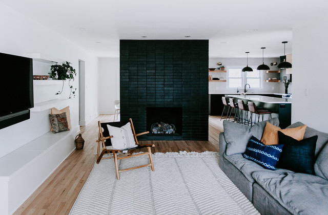 Modern Black Brick Fireplace Surround Modern Living Room