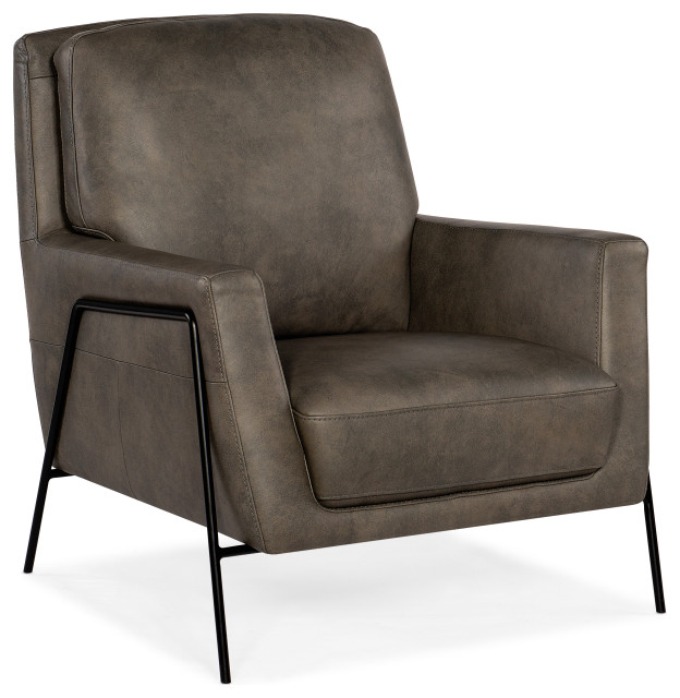 Hooker Furniture Amette Leather and Metal Club Chair in Gray Finish