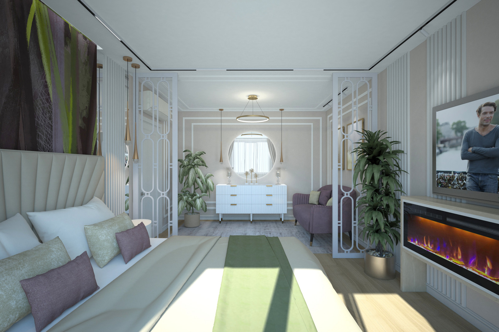 Спальня. Квартира в многоэтажном доме 160м2. 2 Варианта.