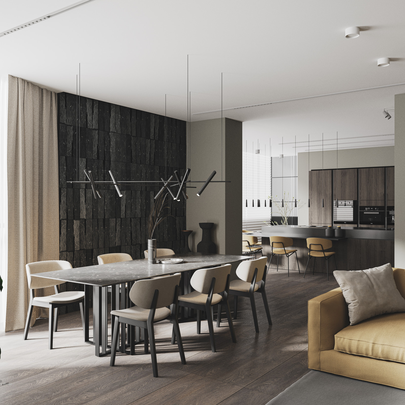 Кухня гостиная в ЖК Малахит г.Краснодар