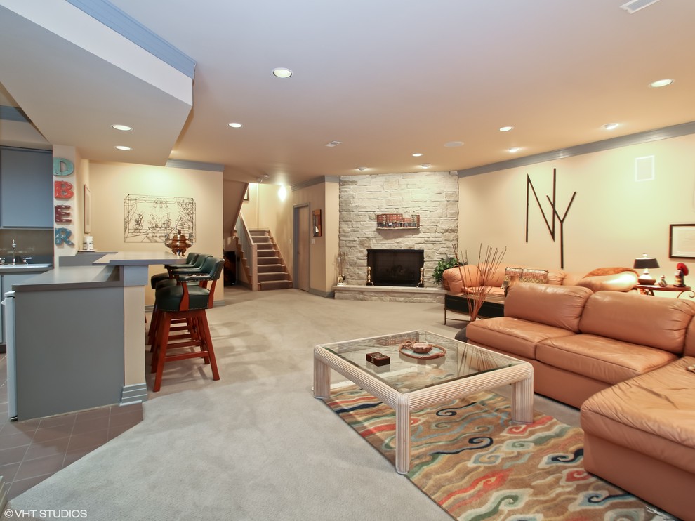 Design ideas for an expansive modern basement in Milwaukee.