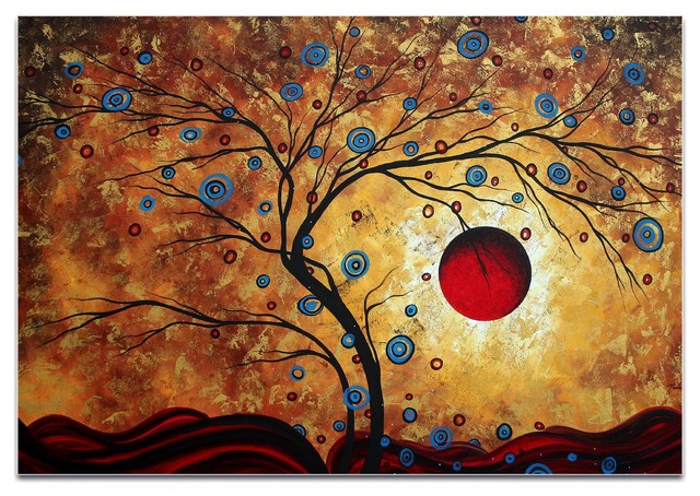Landscape Painting 'Free as the Wind', Abstract Tree Art on Acrylic