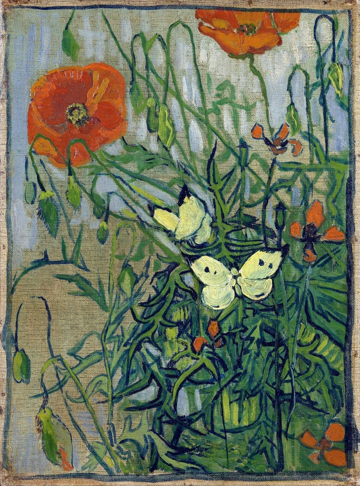 Картина в спальню. Butterflies and Poppies, 1890г., Винсент Ван Гог