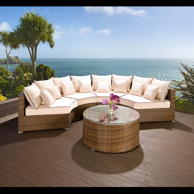 Luxury Outdoor Garden Round 6 Seater, Luxury Outdoor Corner Sofa