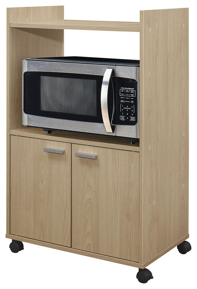 Centennial Wheeled Kitchen Island Microwave Storage Beech Wood