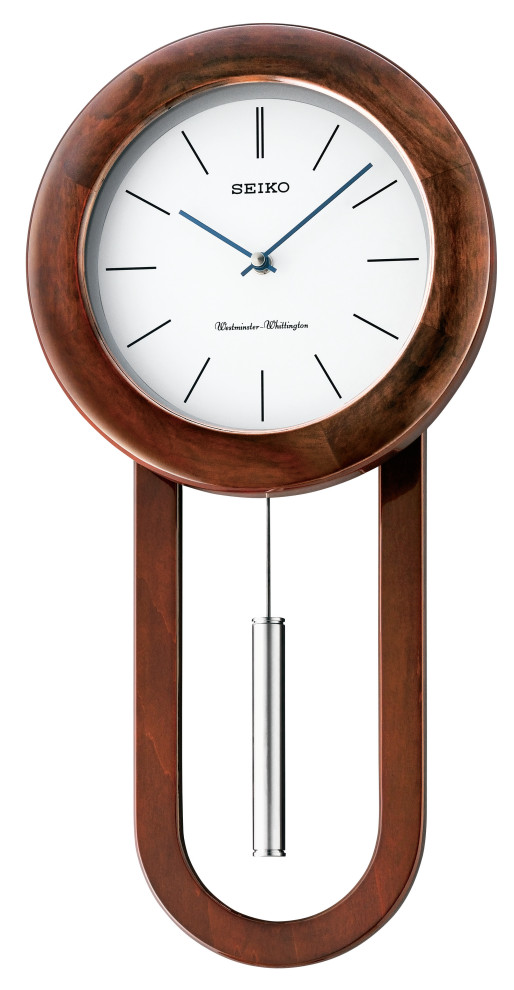 Seiko Clocks, Circular and Sleek Wall Clock With Pendulum and Dual