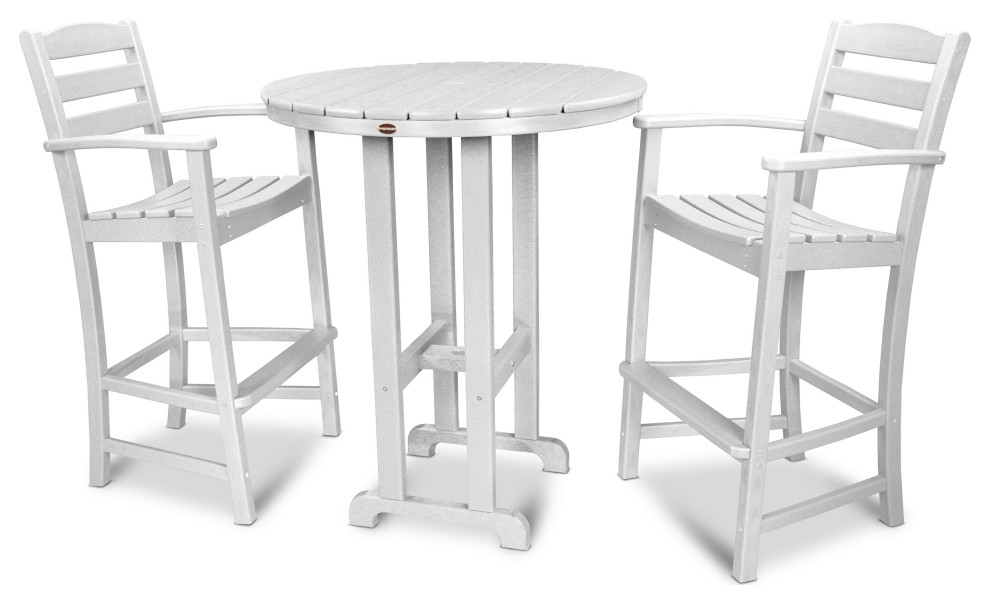 Polywood La Casa Cafe 3Piece Bar Set  Beach Style  Outdoor Pub And