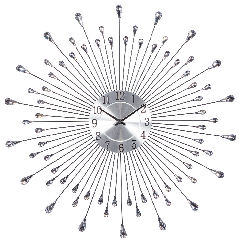 Modern Silver Metal Wall Clock 63617 Midcentury Wall Clocks by