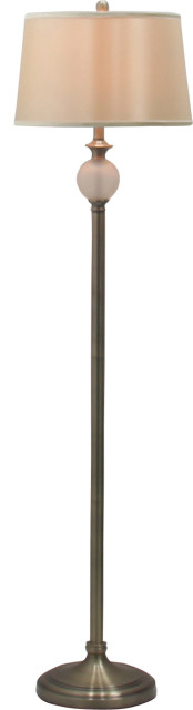 Regency Frosted Glass Floor Lamp - Antique Brass, Frosted White Glass