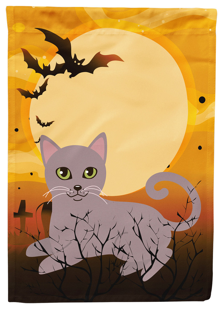 Halloween Russian Blue Cat Flag Garden Size Contemporary Flags