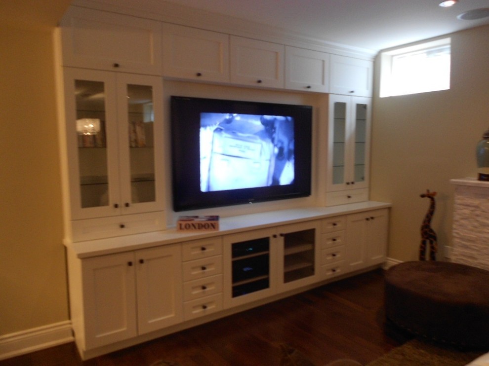 Example of a transitional basement design in Toronto
