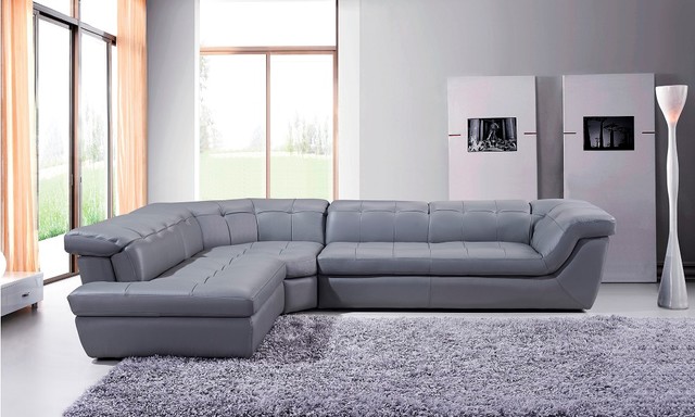 397 Modern Grey Italian Leather Sectional Sofa - Modern - New York - by
