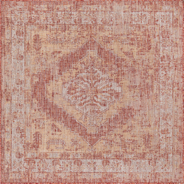 Rust Red Outdoor Rugs Rug Unique Loom Outdoor Traditional Rust Red Square 5' 3 x 5' 3 ...