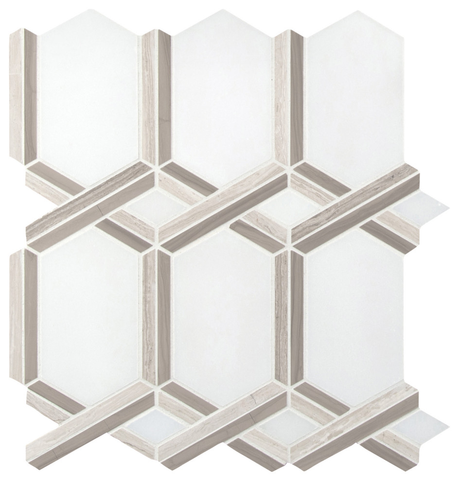 MSI SMOT-ROYLNK-POL10MM 12" x 13" Hexagon Linked Mosaic Wall Tile - Royal Link