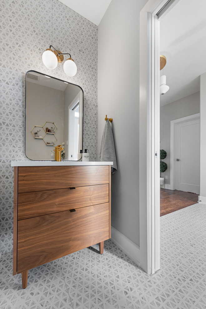 Modern Revival Interior Design Project - Midcentury - Powder Room ...