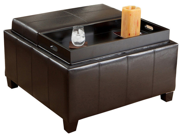 Gdf Studio Plymouth Espresso Leather Tray Top Storage Ottoman Gdf Studio Plymouth Espresso Leather Tray Top Storage Ottoman